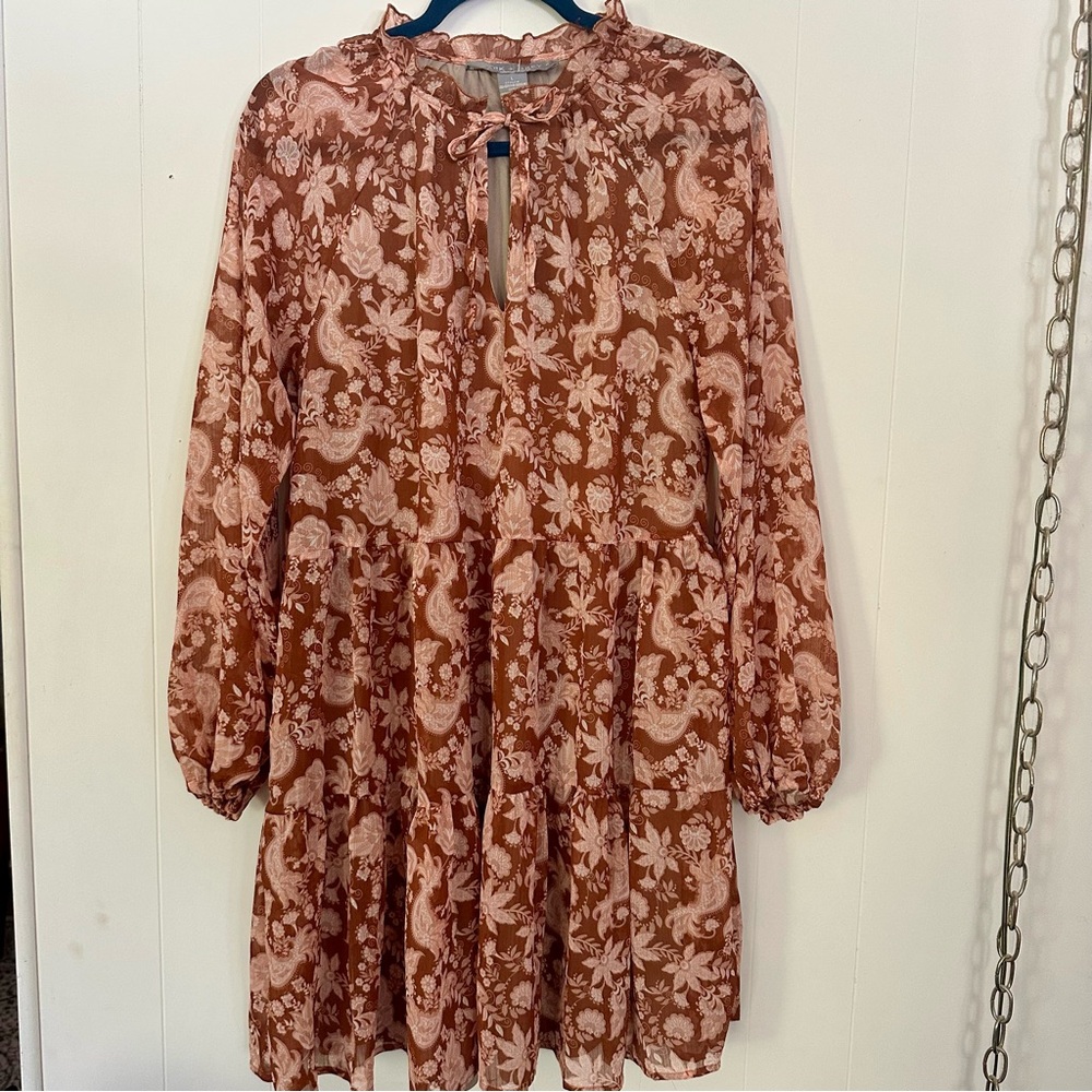 Lark + Grey Floral Dress Large L - Picture 2 of 6